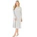Plus Size Women's Long-Sleeve Henley Print Sleepshirt by Dreams & Co. in Heather Grey Stars (Size S) Nightgown