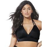 Plus Size Women's Loop Strap Halter Bikini Top by Swimsuits For All in Black (Size 6)