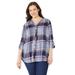 Plus Size Women's Effortless Pintuck Plaid Tunic by Catherines in Dark Mauve (Size 0XWP)