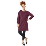 Plus Size Women's Blouson Sleeve Sweatshirt Tunic Dress by ellos in Midnight Berry (Size 10/12)