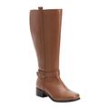 Wide Width Women's The Donna Wide Calf Leather Boot by Comfortview in Cognac (Size 8 1/2 W)