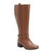 Extra Wide Width Women's The Donna Wide Calf Leather Boot by Comfortview in Cognac (Size 7 1/2 WW)