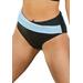 Plus Size Women's Hollywood Colorblock Wrap Bikini Bottom by Swimsuits For All in Black White (Size 20)