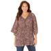 Plus Size Women's Bejeweled Pleated Blouse by Catherines in Animal Print (Size 5X)