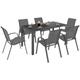 Idmarket - Salon de jardin madrid table 150 cm et 6 chaises empilables gris anthracite