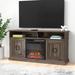 Zipcode Design™ Fanelli TV Stand for TVs up to 65" w/ Electric Fireplace Included Wood/Metal in Gray | 30 H x 58 W x 16 D in | Wayfair