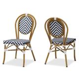 Alaire Classic French Indoor and Outdoor Blue and White Bamboo Style Stackable 2-Piece Bistro Dining Chair Set