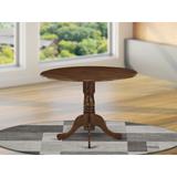 East West Furniture Dublin Dining Room Table - a Round Solid Wood Table Top with Dropleaf & Pedestal Base, 42x42 Inch, Walnut