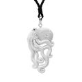 81stgeneration Women's Men's Hand Carved Bone 925 Sterling Silver Octopus Kraken Pendant Necklace