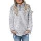 Reukree Womens Winter Coat with 1/4 Zipper Solid Print Fluffy Casual Soft Fleece Sherpa Sweatshirt Lined Coat New Grey Small