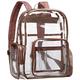 Clear Backpack, F-color Heavy Duty Clear Backpack Reinforced Straps, With Waterproof Oxford Fabric Transparent Clear Bag for Adults, Girls, Boys, School, Security, Stadium, Work, Travel, Rose Gold