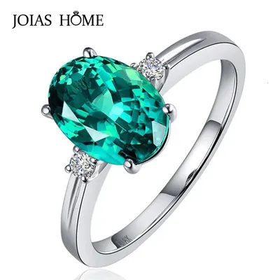 JoiasHome – bague classique saphir en argent 925 avec pierres précieuses ovales vertes/roses/bleues