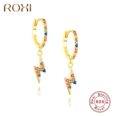ROGHTS INS-Boucles d'oreilles créoles en argent regardé 925 pour femme bijoux colorés pendentifs