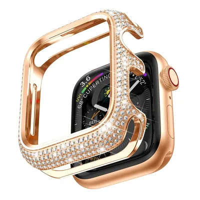 Boîtier en métal Bling pour Apple Watch 6 40mm iWatch SE Série 8 7 41mm Couverture de bijoux