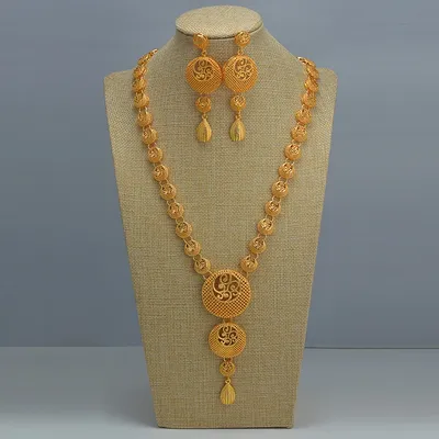 Ensembles de bijoux de mariage en or pour femmes tour de cou indien boucles d'oreilles pour