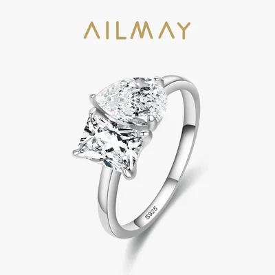 Ailmay – bagues carrées et en forme de goutte en argent Sterling 925 véritable pour femmes