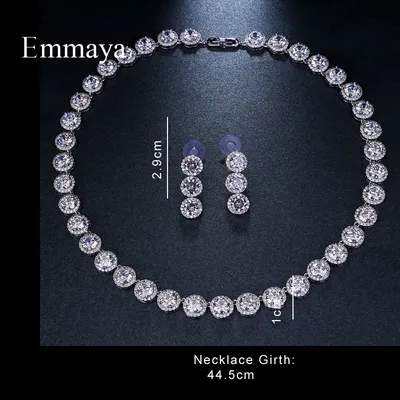 Marque Emmaya magnifique ensemble de bijoux de mariage rond blanc or couleur AAA Zircon cubique