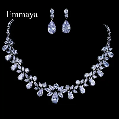 Emmaya – ensemble de bijoux de luxe pour femmes boucles d'oreilles pendentifs en Zircon cubique