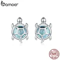 Bamoer – boucles d'oreilles à clous pour femme en argent Sterling 925 et verre CZ bleu océan