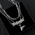 FlatfoodsPunk-Collier avec pendentif en argent pour femme bijou style Hip Hop avec lettres