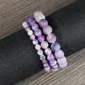 Bracelet à breloques en pierre naturelle pour femme agates violettes brin de perles bijoux de