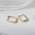 Boucles d'oreilles carrées en or véritable 14K design simple et créatif zircon incrusté de cuivre