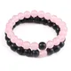 Bracelets pour femmes en pierre naturelle de lave blanc et noir Yin Yang Bracelet perlé pour