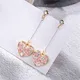 Petites boucles d'oreilles coréennes à paillettes roses fraîches pour femmes coeur en cristal doux