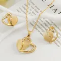 Hesiod-Ensembles de bijoux pendentif coeur en cristal d'opale pour femmes bijoux de mariage