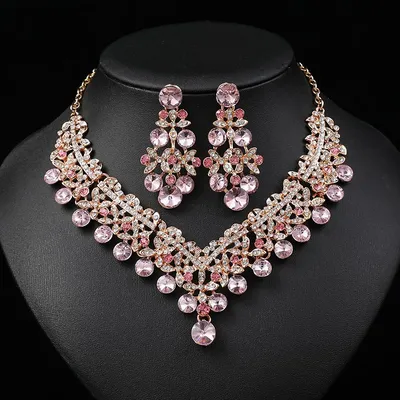 Ensembles de bijoux de mariée en biscuits pour femmes collier ras du cou fleur de luxe boucles