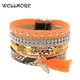 Bracelet en cuir orange pampille feuille bracelets porte-bonheur boucle magnétique bracelets