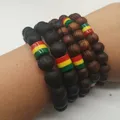 Livraison gratuite!! 5 pièces/lot bracelets perlés en bois Rasta couleurs mélangées