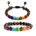 Bracelets perlés de 7 chakras pour hommes et femmes bijoux de guérison pierre d'oeil de tigre