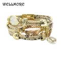 WELLMORE – bracelet en cuir imprimé serpent bracelets bohème marque de la paix pierre cristal