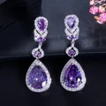 BeaQueen-Boucles d'oreilles en cristal violet pour femmes boucles d'oreilles de mariage coupe