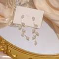 JUWANG-Boucles d'Oreilles de Luxe Plaqué Or group 14K Bijoux Pendentif Délicat Micro Incrusté
