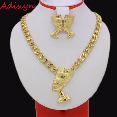 Adixyn-Ensemble de bijoux de grande taille pendentif reine éma enne Néfertiti or optique de