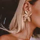 FNIO-Boucles d'Oreilles Pendantes en Or pour Femme Bijoux de ix Grande Fleur Métal Géométrique