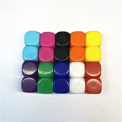 Dés blancs multicolores en acrylique coin arrondi accessoires fuchsia outils mathématiques jeux