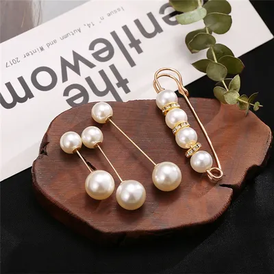 17KM – épingles à vêtements Vintage en perles pour femmes ensemble de broches à boucle pour robe et
