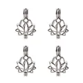 Pendentif en forme de fleur de Lotus 5 pièces couleur argent Cage de perles médaillon diffuseur