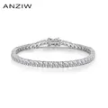 Anziw-Bracelet de tennis rond en argent regardé 925 pour homme et femme bracelet SONA plein de