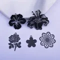 12 pièces pour fabrication de boucles d'oreilles breloques de fleurs noires lys Rose pendentif