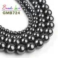 Perles rondes en pierre naturelle hématite noire 2 3 4 6 8 10 12mm pour la fabrication de bijoux