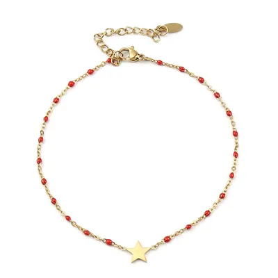 Bracelet de cheville en acier inoxydable chaîne en émail couleur or cadeau pour femmes bijoux de