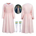 Eleven's Long Sleeve Pink fur s Costume for Stranger Things Halloween Cosplay Butter Collar