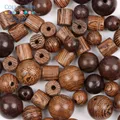 Perles rondes cylindriques naturelles en bois de wengé entretoise perles en bois en vrac pour la