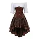 Robe Corset Steampunk pour Femme Costume Marron 7.5 Ate Jupe Gothique Sous le Buste Ensemble 3