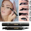 EVPCT 2 en 1 Eye Liner timbre Double-end liquide Eyeliner crayon étanche à séchage rapide Triangle