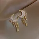Boucles d'oreilles lune pendentif pour femmes bijoux de caractère perle chat cerise strass